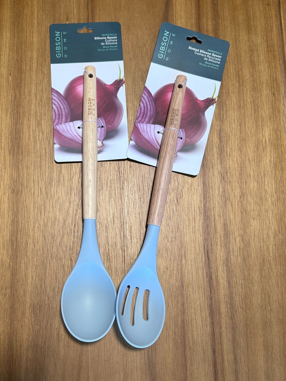 Gibson Home Gray Silicone Spoon & Slotted Spoon Set | Brand New